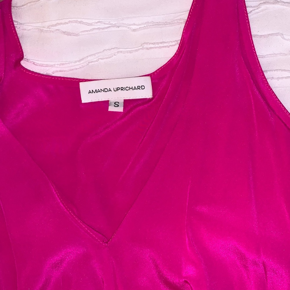 Amanda Uprichard Silk Pink Ruffle Tank